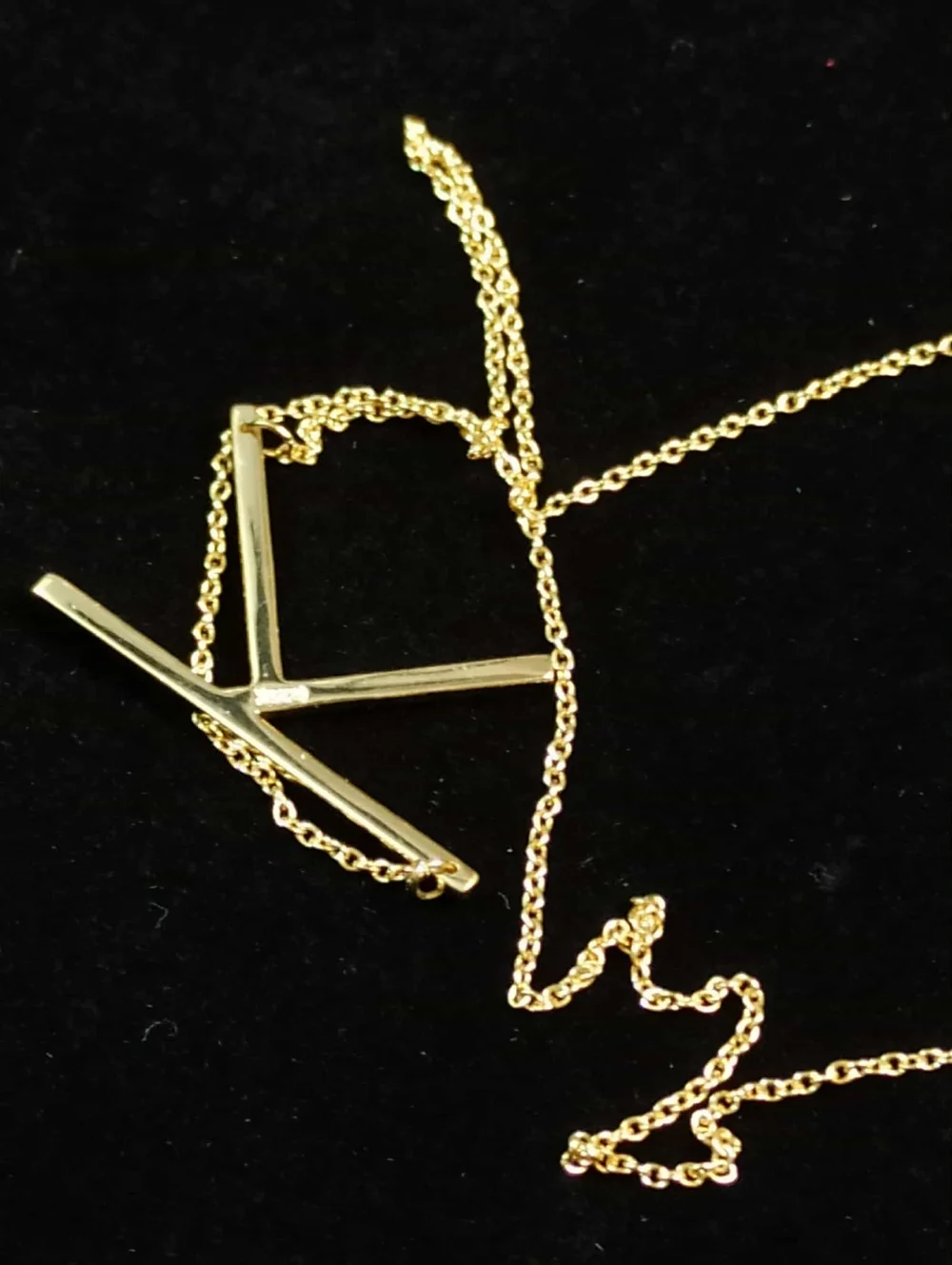 Vintage 90s Sterling Silver 925 Gold Plated K Initial Necklace Minimalist Bar